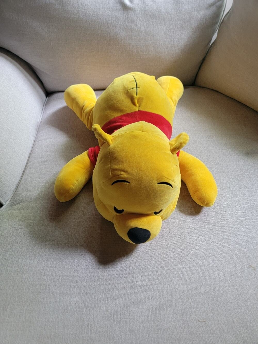 Disney Winnie the Pooh Cuddleez Large Plush Sleeping Soft Pillow Yellow Red 24in